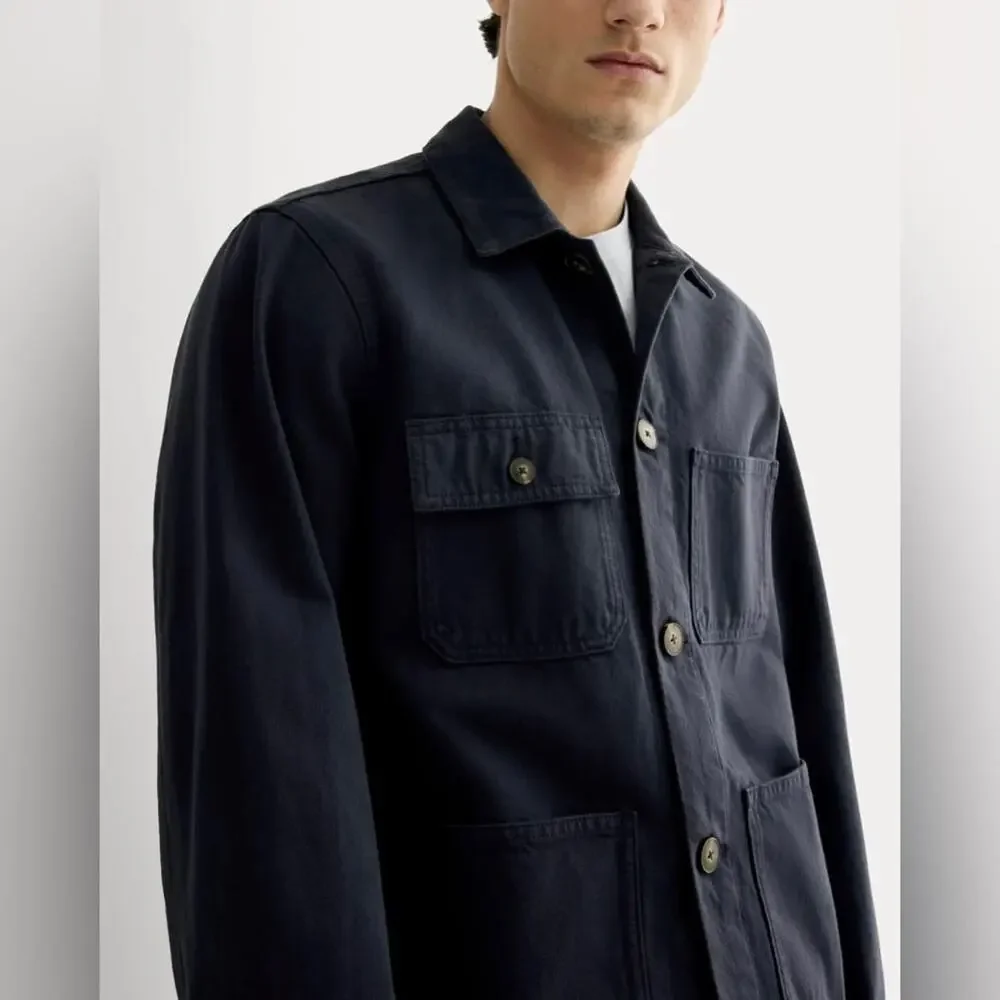 Everlane Men’s Denim Utility Jacket Navy Organic Cotton Workwear Small NWOT